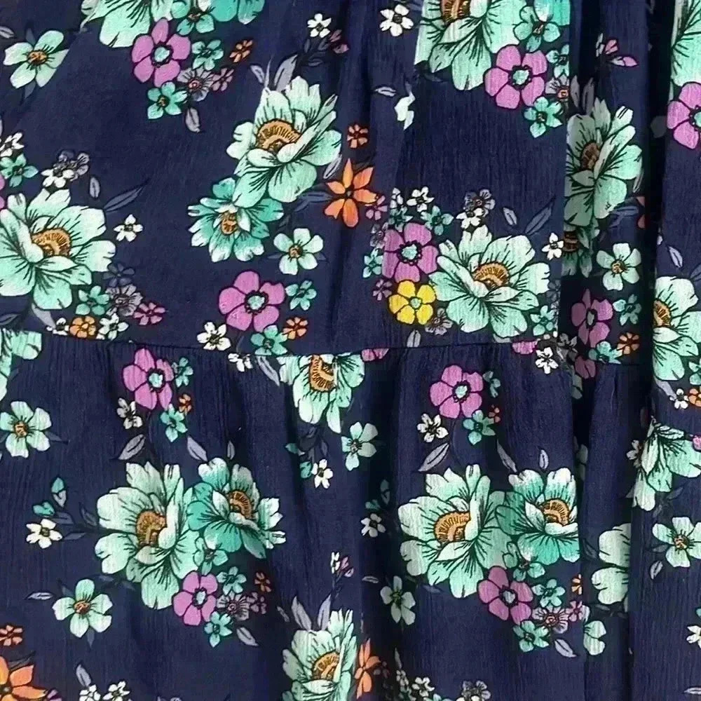 Justice Girls Blue Floral Midi Dress, Size 10 - Picture 3 of 4
